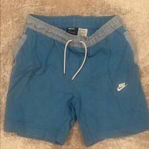 Nike Light Blue Men's Athletic Shorts with White Drawstring